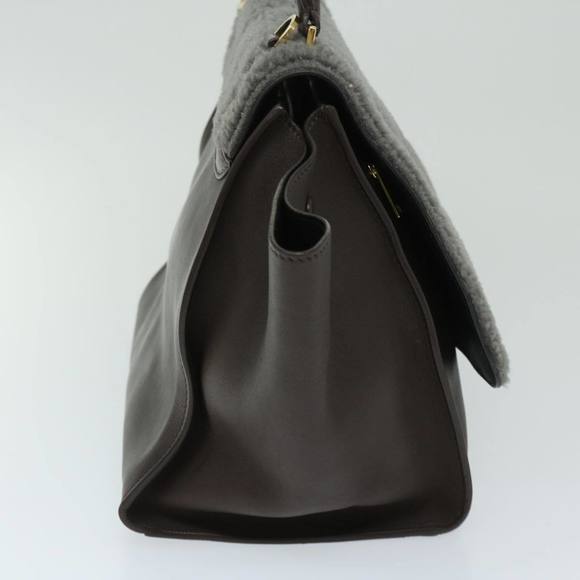 CELINE Trapeze Hand Bag Leather 2way Brown Auth hk1137 - Picture 4 of 16
